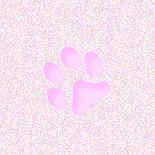 a large pink pawprint, inset in a light pink background